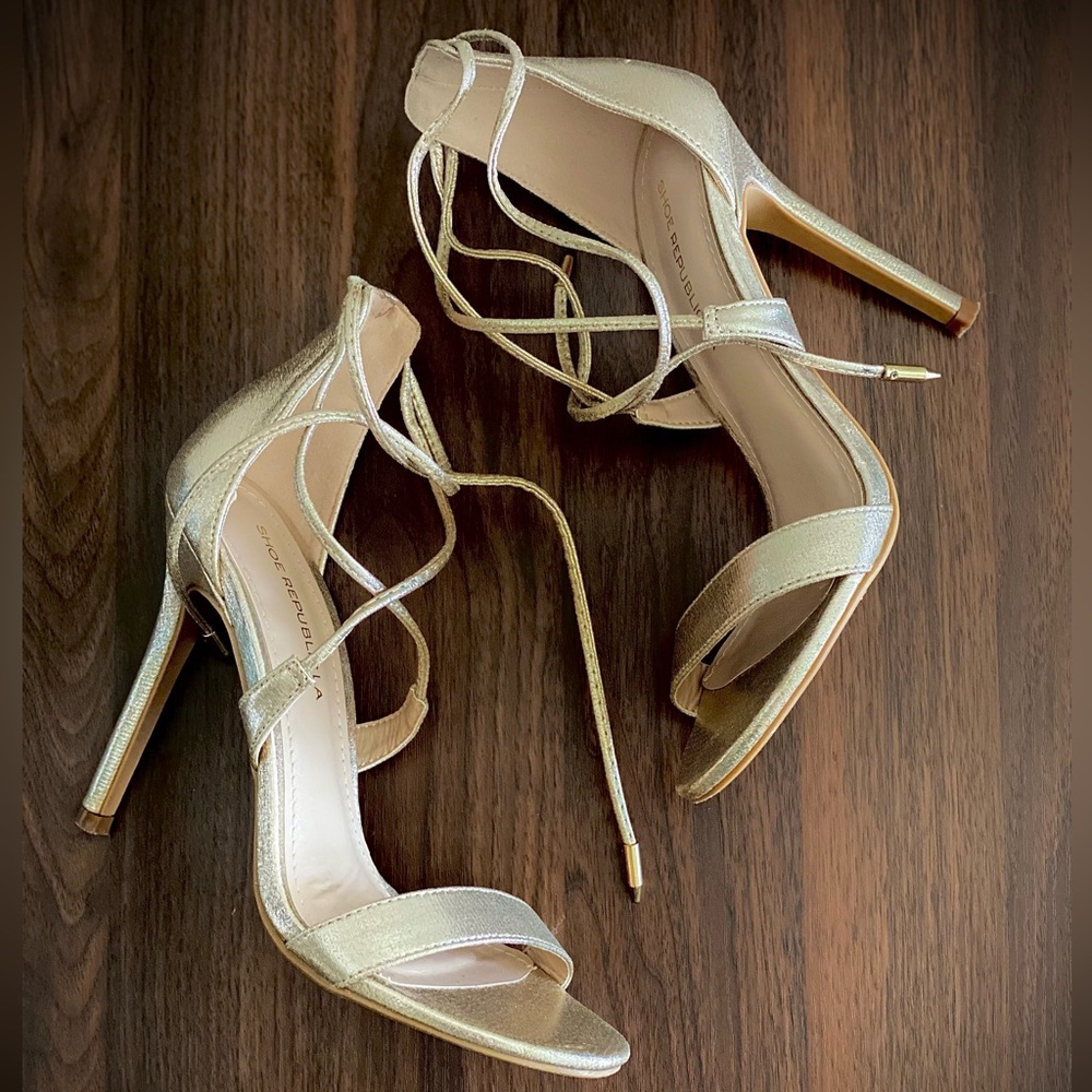 Gold sandal heels